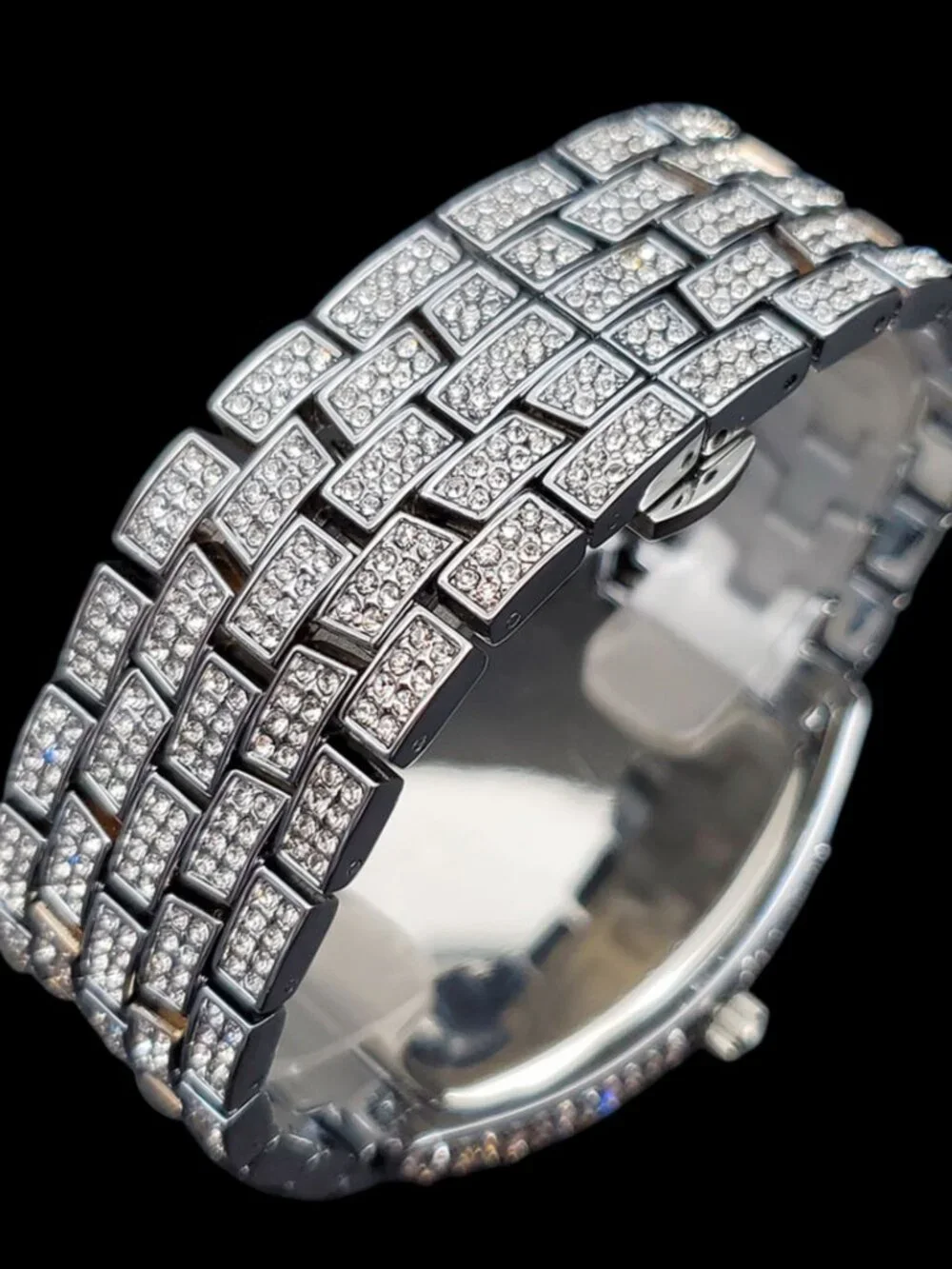 Star Sky Compass Dial Bling Iced Out Diamond Watch, Luxury Hip Hop Watch Unisex